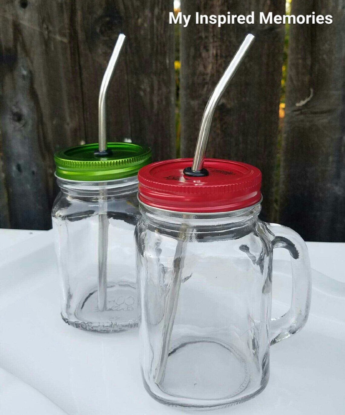 Mason jar mug with handle and straw christmas mason jar lid Etsy