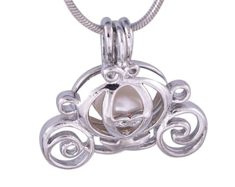 CLOSEOUT SALE - Cage Pendant Sterling Silver or White Gold Plated for 6 mm to 7 mm Loose Pearl Carriage (CP26, SCP26)