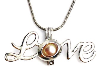 Love Cage Pendant Sterling Silver for 5mm to 7.5mm Loose Pearl (CP99)