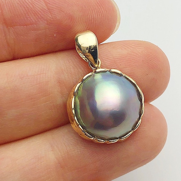 30% OFF - 14K Gold Sea of Cortez Mabe Pearl Pendant, Made in Hawaii (#791)