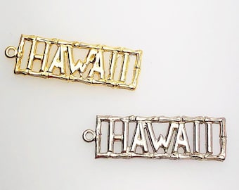 14K Solid Gold Hawaii "HAWAII" Anhänger mit Ring, 18.7x5.8 mm, Made in USA (L-15)