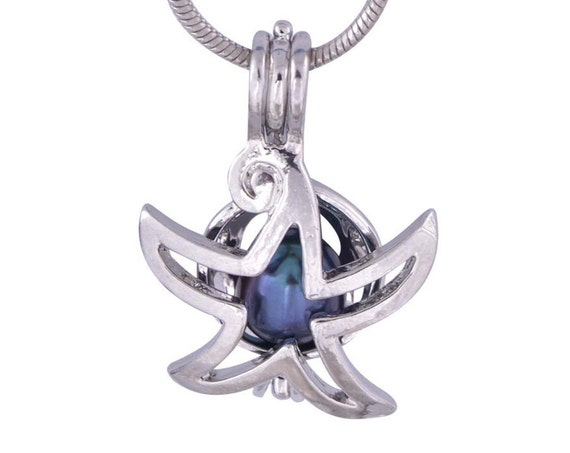 CLOSEOUT SPECIAL - Cage Pendant Sterling Silver or White Gold Plated for  5 mm to 7 mm Loose Pearl Starfish (CP30, SCP30)