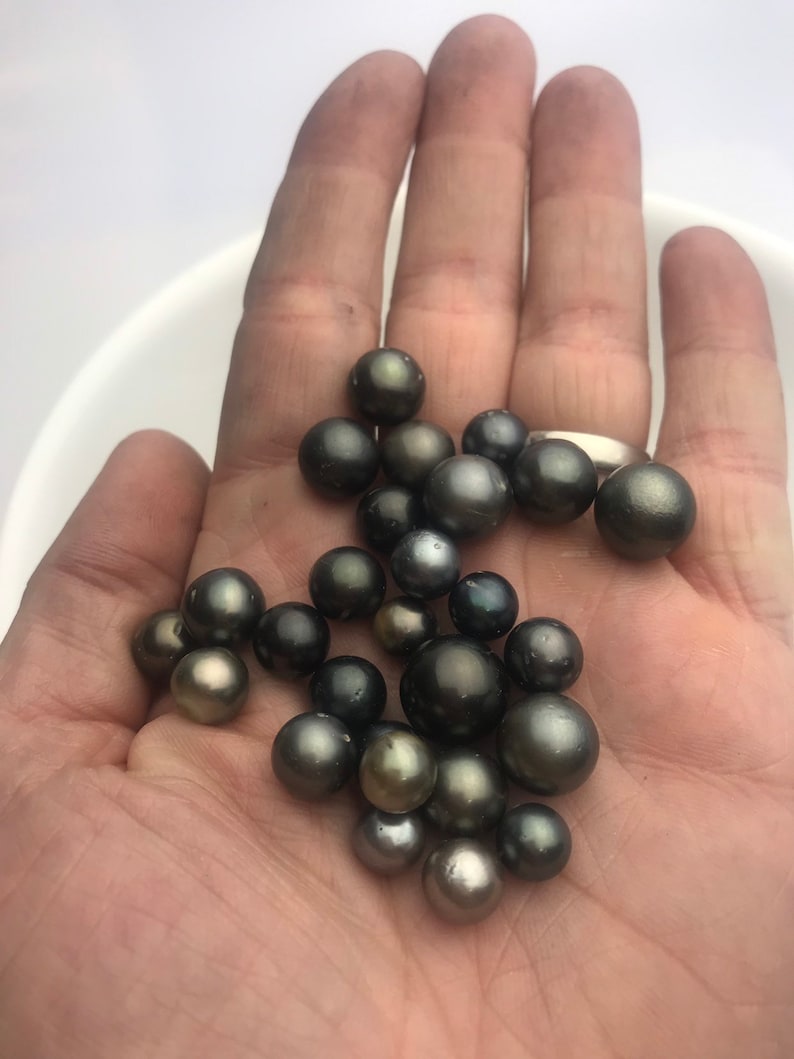 30 pcs, Round/Semi-Round/ Oval Tahitian Pearls, A, 7mm to 11mm, Imported from Tahiti image 6