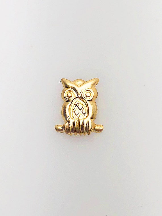 14K Gold Fill Owl Charm, 6.9x8.7mm, Made in USA - E46