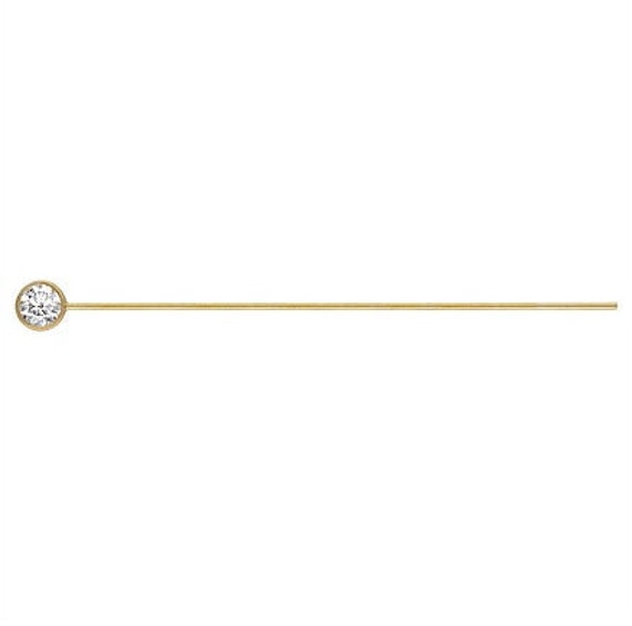 3.0mm White 3A CZ Bezel Headpin, 14K Gold Filled, Sku#4030HM4
