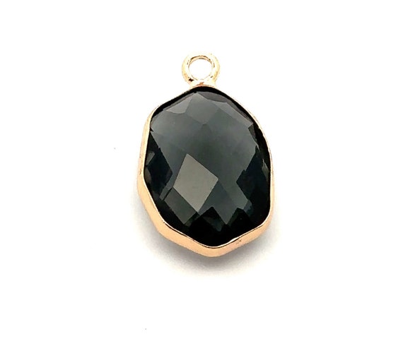 Black crystal charm, rose gold plated. SKU#M8812