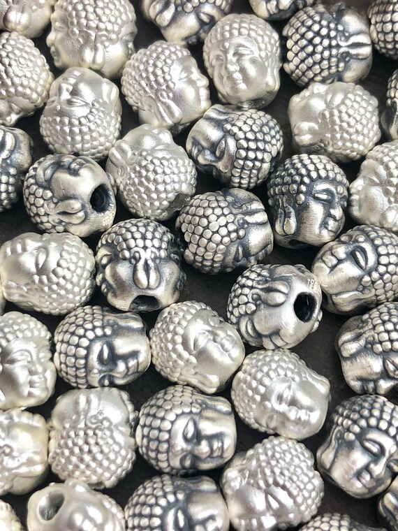 Silver Buddha Head Beads Sku#M732
