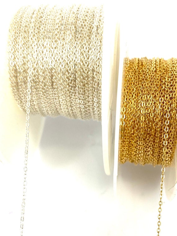 1.2mm Flat Cable Chain, Per Foot, 14K Gold Filled, Sterling Silver