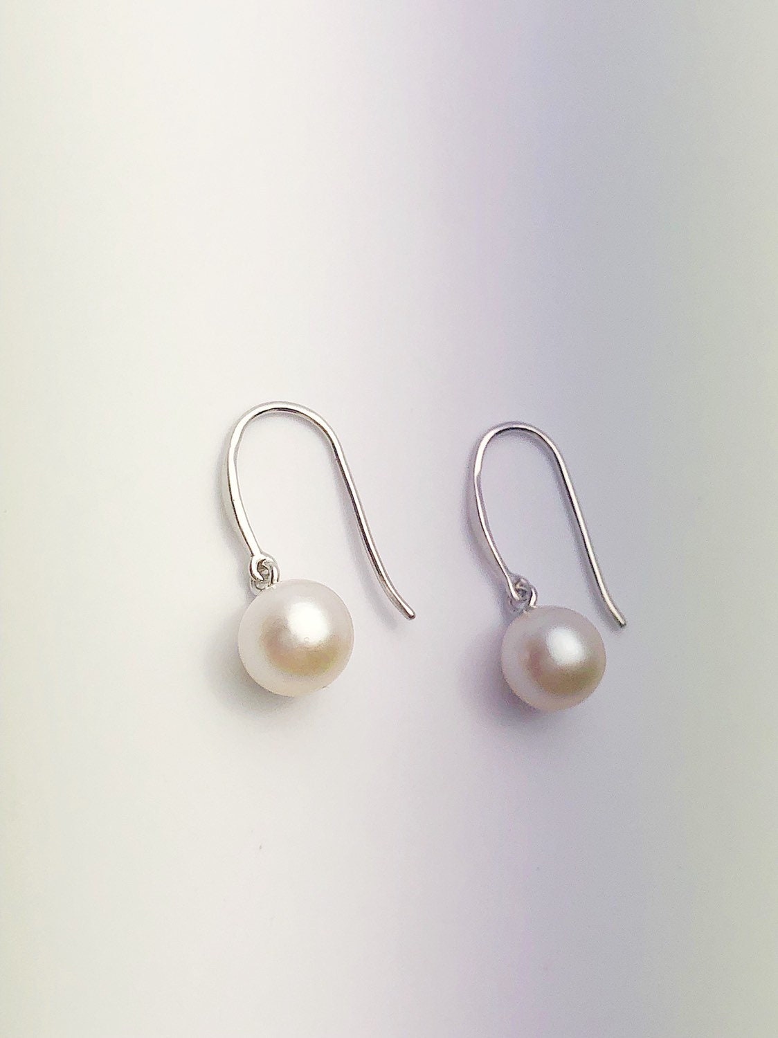 Japanese Akoya Pearl Earrings on Sterling Silver French Hooks, 6.5-7mm ...