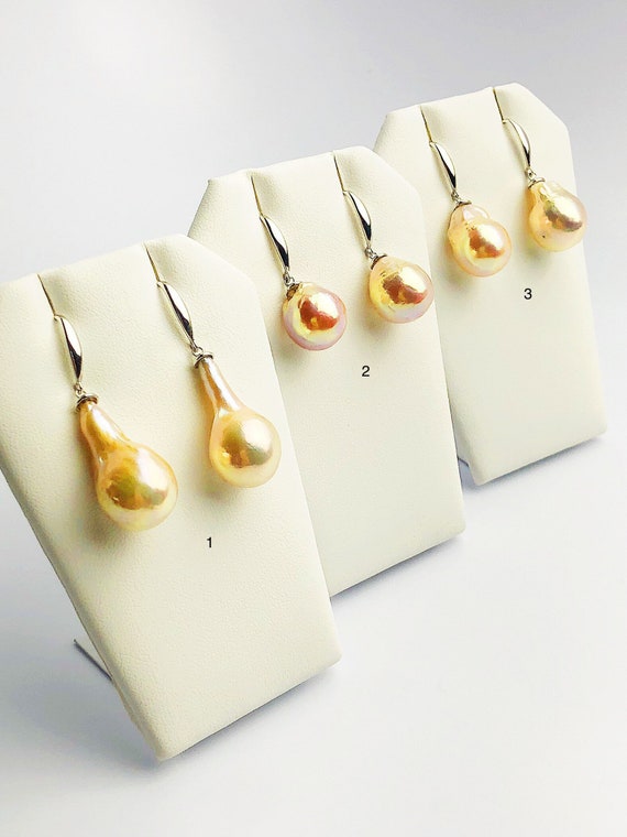 All Natural Edison Freshwater Baroque Pearl Drop Earrings on 925 Sterling Silver (474 No. 1-3)