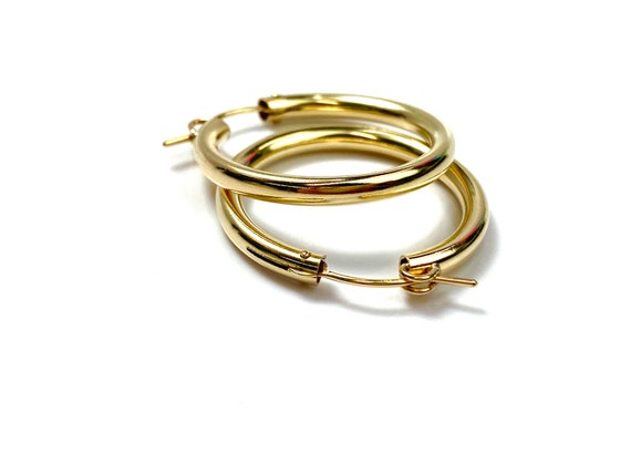 Stunning 14KGF hoop earring , 14K gold filled , sku # 120 CZ #1