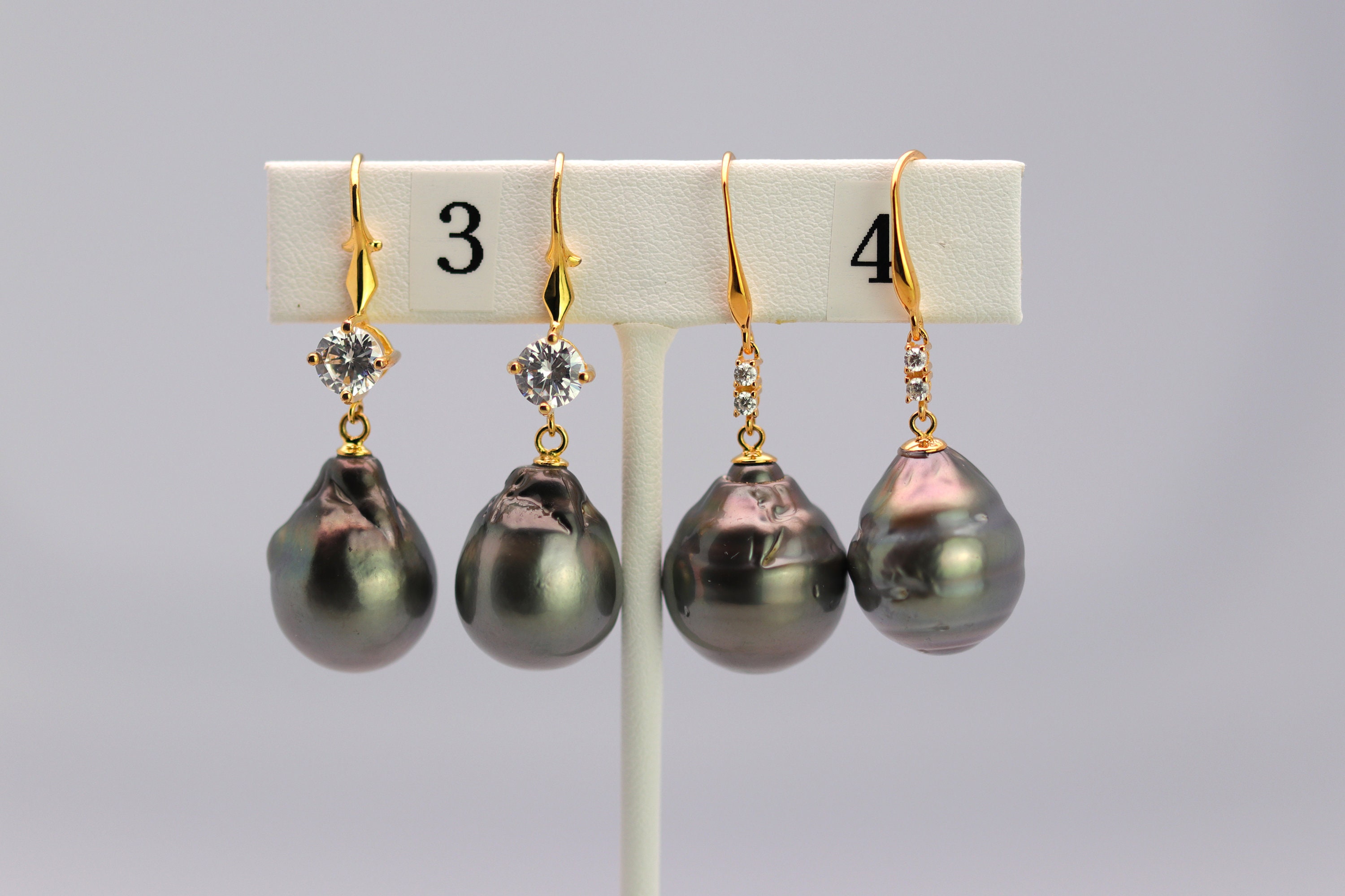 Tahitian Dangle Drop Pearl Earrings in 925 Sterling Silver (SHE015)