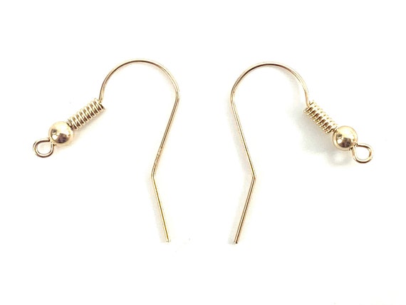 14K Solid Gold Shepard Hook With Coil And Ball, Sku#EGF1452