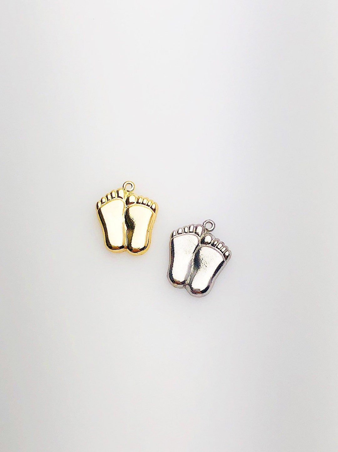 14K Solid Gold Feet Charm W/ Ring, 9.2x11.6mm, Made in USA L24 Etsy