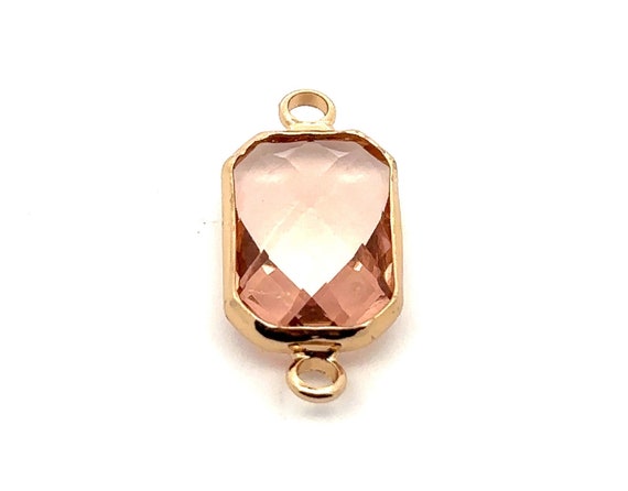 Light pink rectangle crystal charm, SKU#207