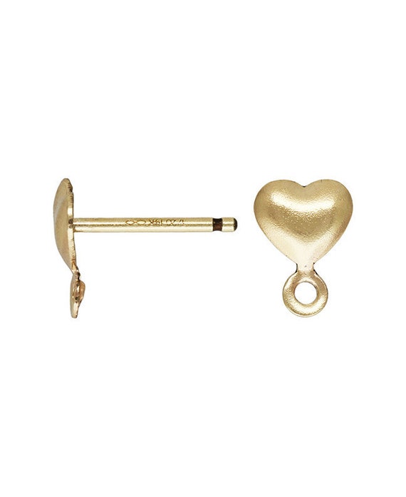 5.0mm Heart Post Earring w/Ring GP, 14k gold filled. Made in USA. #4006202R