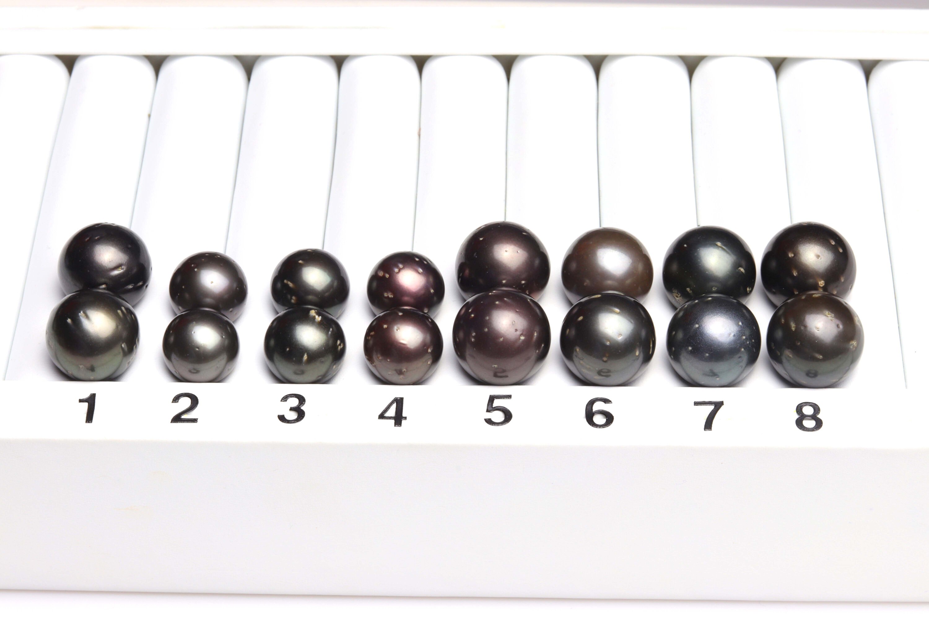 2 Pairs Natural Tahitian Pearl Stud Earrings - 12-13mm White/Black, 14k Gold