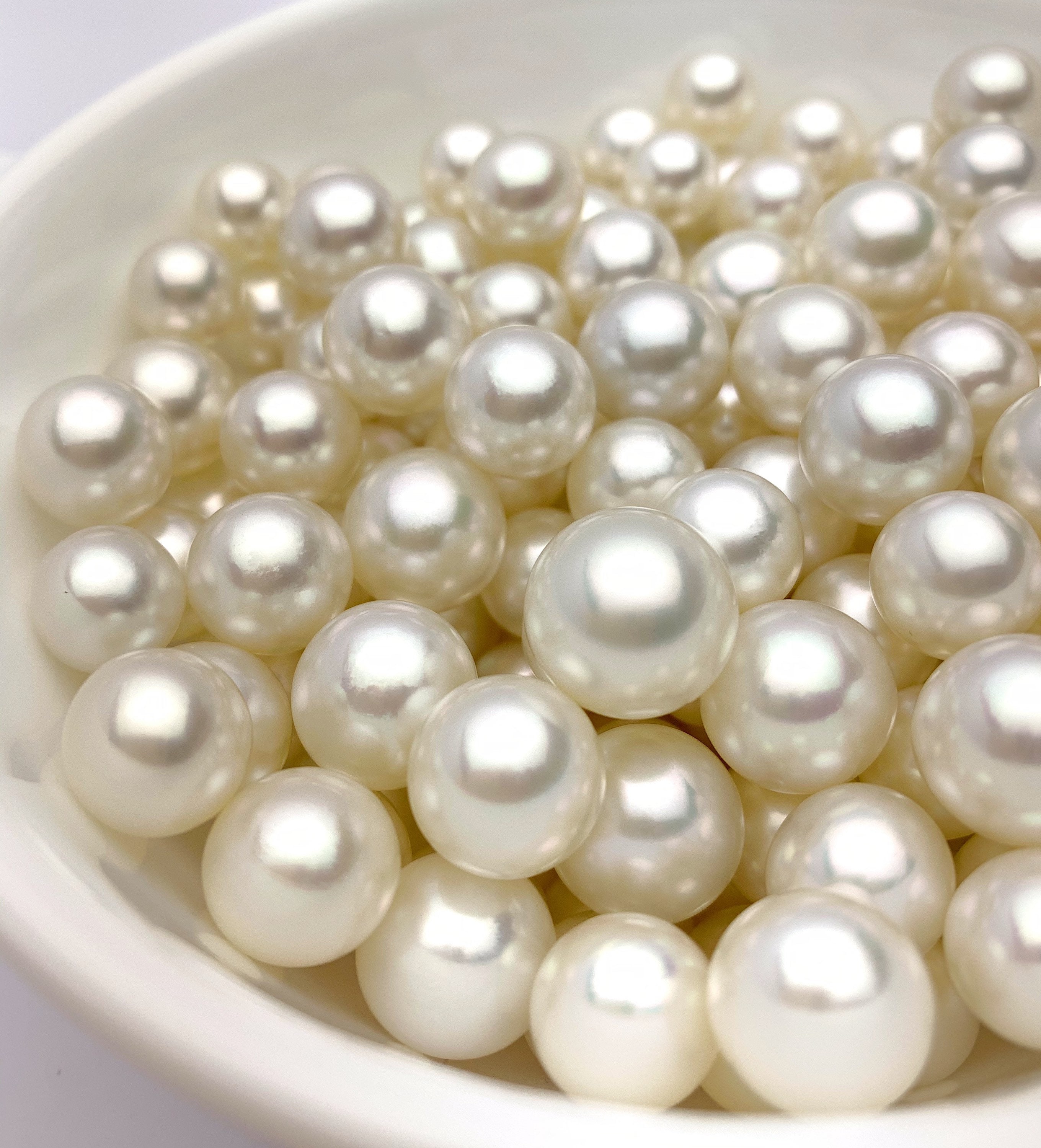 White South Sea Loose Pearls, AAA, Semi Round 100% Natural Color 