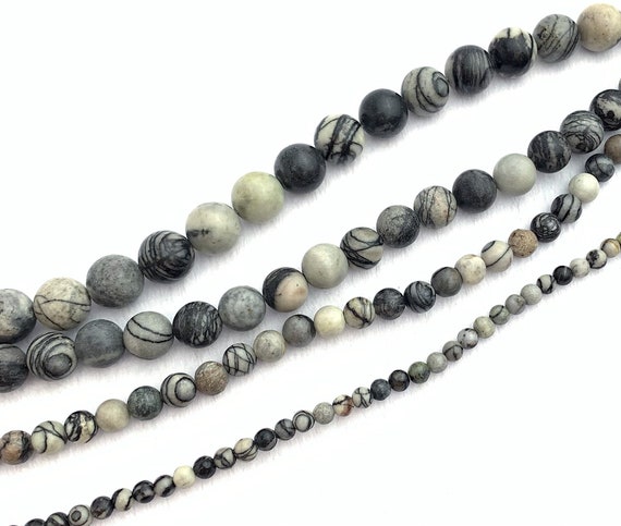 Black Net Jasper Bead Strand