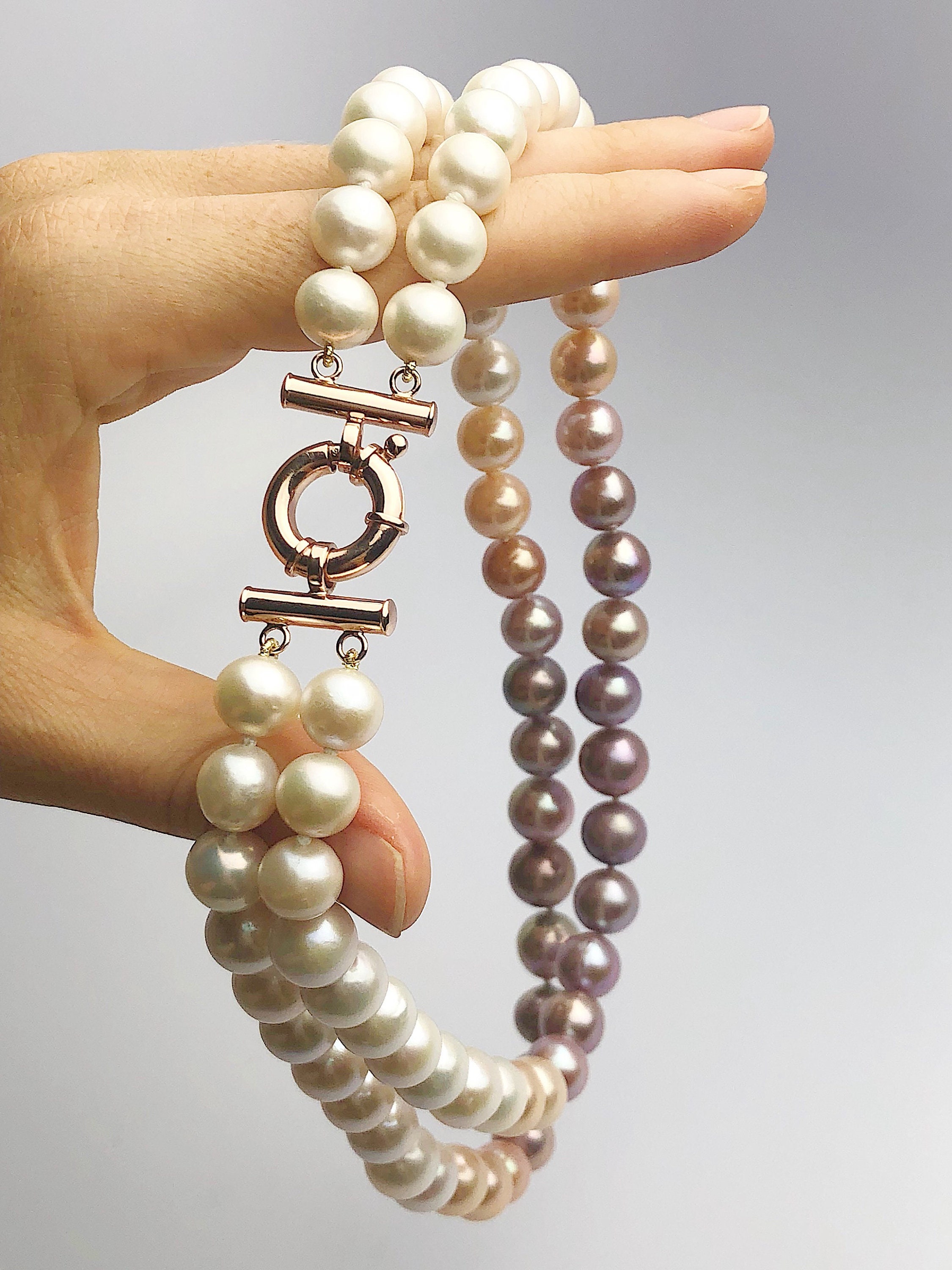 Edison Pearl Double Strand Necklace, Natural Color, 1013mm