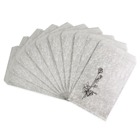 Paper Bag Silvertone w/ Flowers