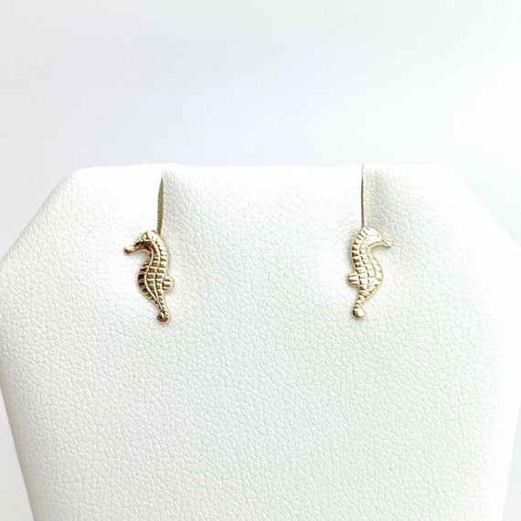 Gold Filled Seahorse Stud Earrings