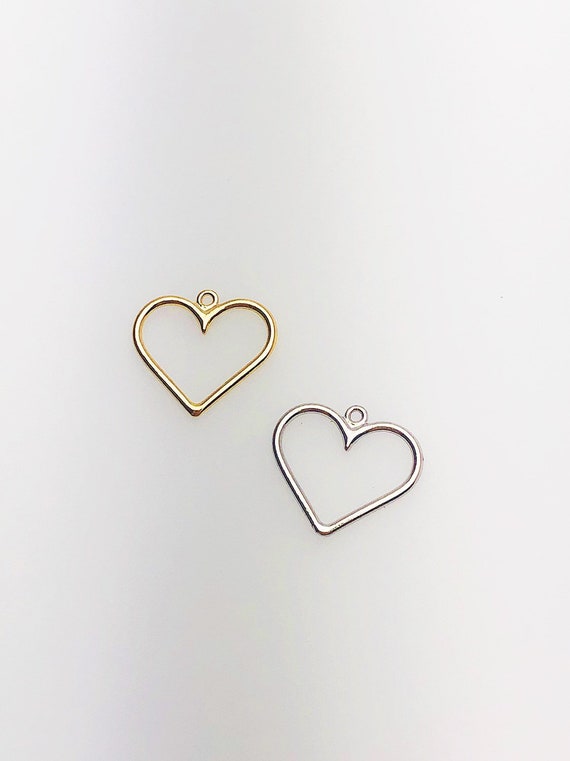 14K Solid Gold Heart Charm w/ Ring, 11.4x12.6mm, Made in USA (L-106)