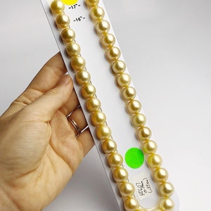 13-13.9mm Golden South Sea Pearl Necklace Set Strand, Natural Color