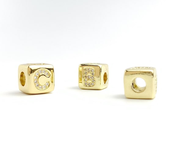 Gold Plated Cubic Zirconia Initial Beads
