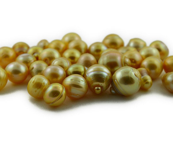 Golden south sea pearl strands, 100% Natural Colors, golden pearls, round  pearls (924)