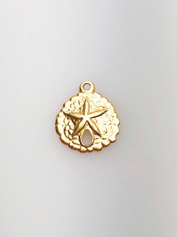 14K Gold Fill Sand Dollar Charm w/ Ring, 9.8mm, Made in USA - 760