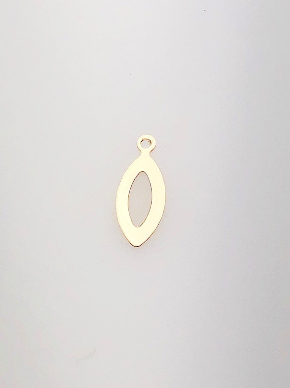 14K Gold Fill Decorative Cut Out Charm w/ Ring, 4.9x11.8mm, Made in USA - 2313