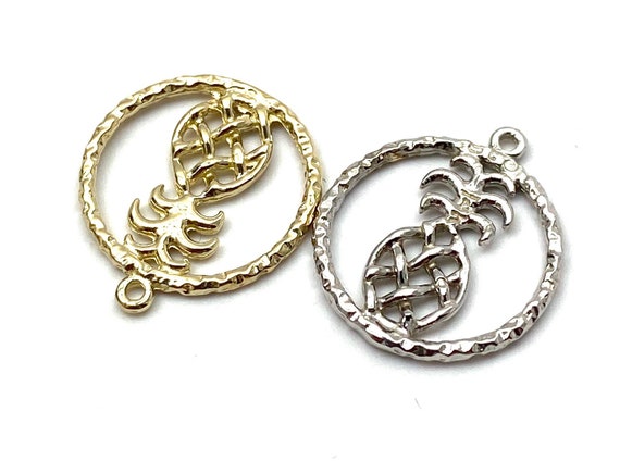 14K solid rose gold, white gold and yellow gold pineapple charm, SKU# L-16