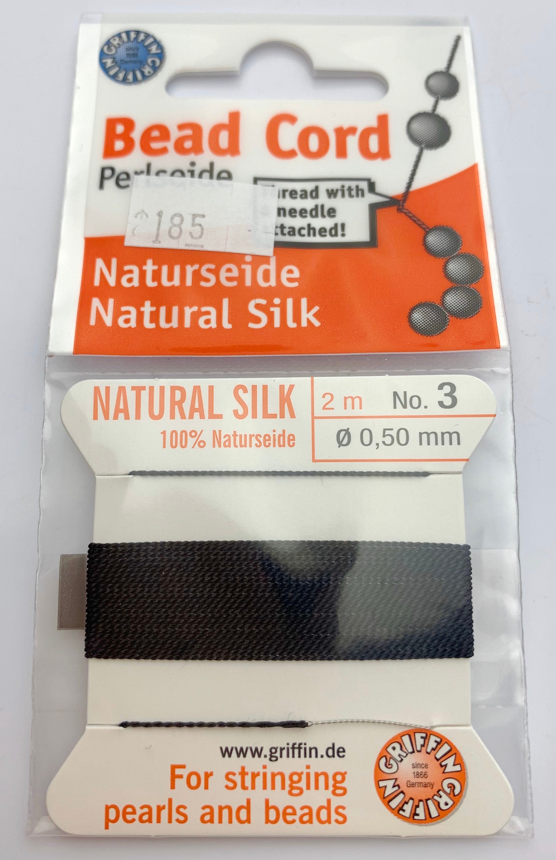 100 Natural Black Silk Beading Cord, 2 Meters