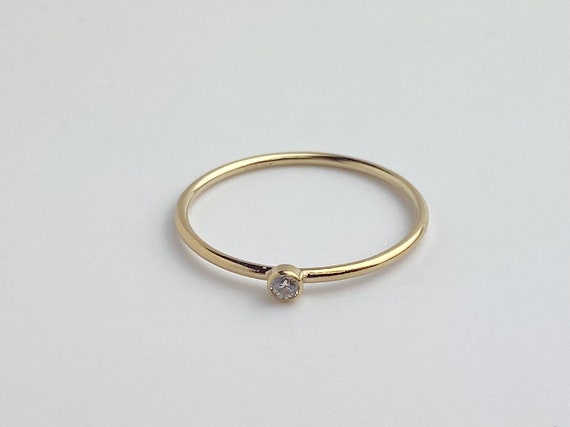 14k Gold Filled White CZ Stacking Ring