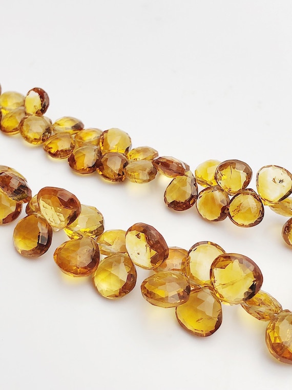 HALF OFF SALE - Citrine Flat Faceted Round Gemstone Beads, Full Strand, Semi Precious Gemstone, 8"