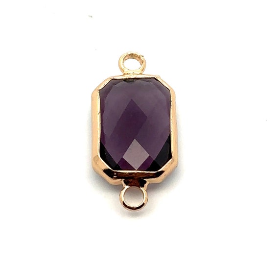 Purple rectangle crystal charm, SKU#206