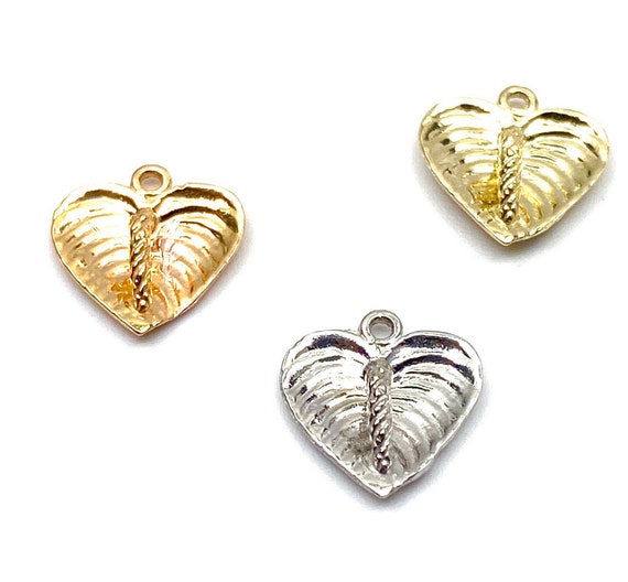 14K solid gold anthuriums charm w/ ring, SKU#L-3