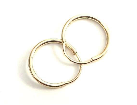 14K Solid Gold Small Hoop Earrings, Sku#2175