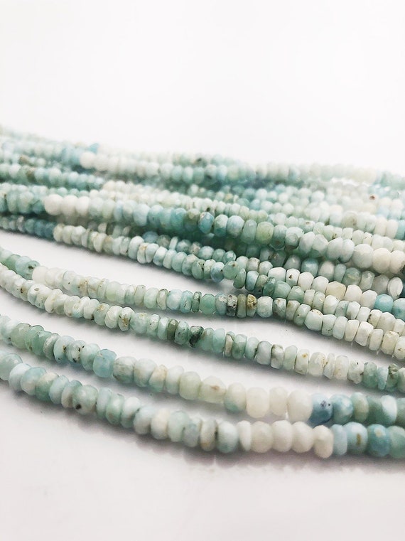 HALF OFF SALE - 4.6mm Larimar Faceted Gemstone Beads, Full Strand, Semi Precious Gemstone, 8" (#20)