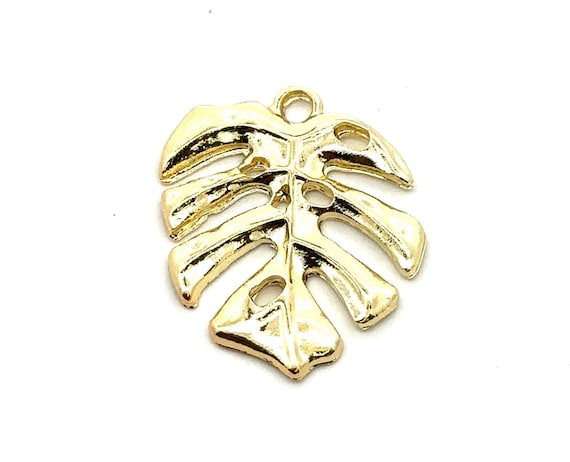 Monstera leaf charm, 14K gold plated, SKU#M3432