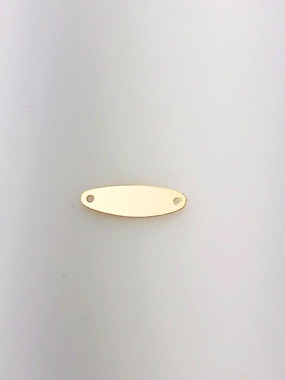 14K Gold Fill Rounded Tag Charm w/ Two Holes, 6.0x19.1mm, Made in USA - 2451