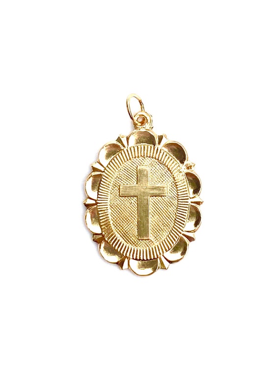 14KGF Oval Cross , Sku#2644-C