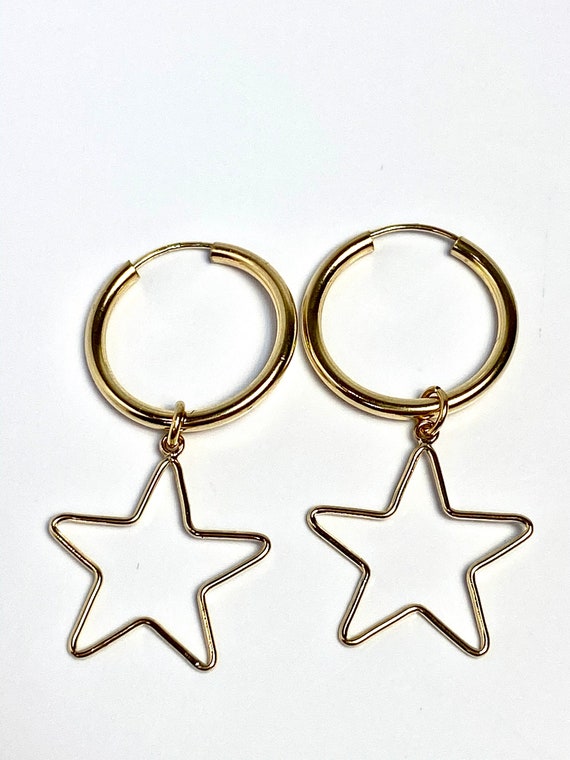 Spectacular Hoop Dangly Star Earrings H-2
