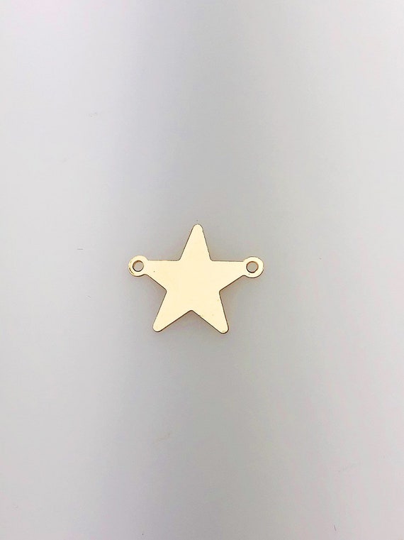 14K Gold Fill Star Charm w/ Two Rings, 13.3x16.5mm, Made in USA - 61