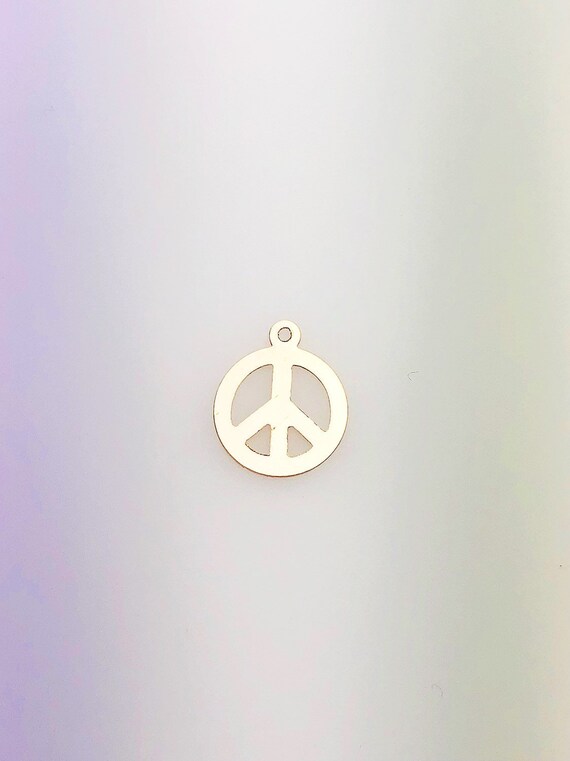 14K Gold Fill Peace Sign Charm w/Ring, 11.3x13.67mm, Made in USA - 1351