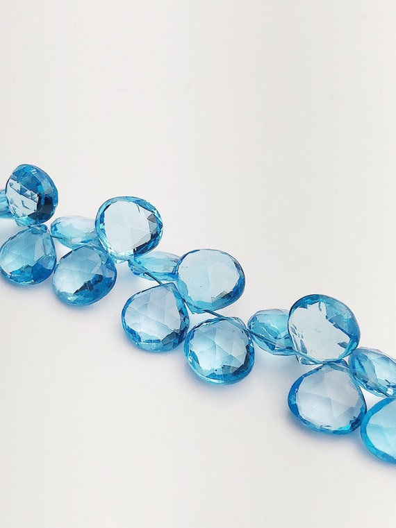 HALF OFF SALE - Swiss Blue Topaz Flat Faceted Round Gemstone Beads, Full Strand, Semi Precious Gemstone, 8"