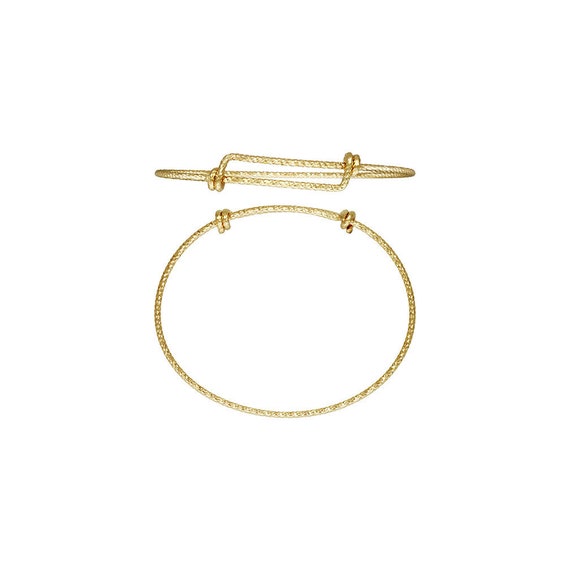 7.0-8.5" 1.65mm Adjustable Sparkle Bangle, 14k gold filled. Made in USA. #4021657LP1L