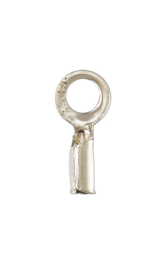 Crimp Endcap w/ Ring (0.48mm ID), Sterling Silver. Made in USA. #500080