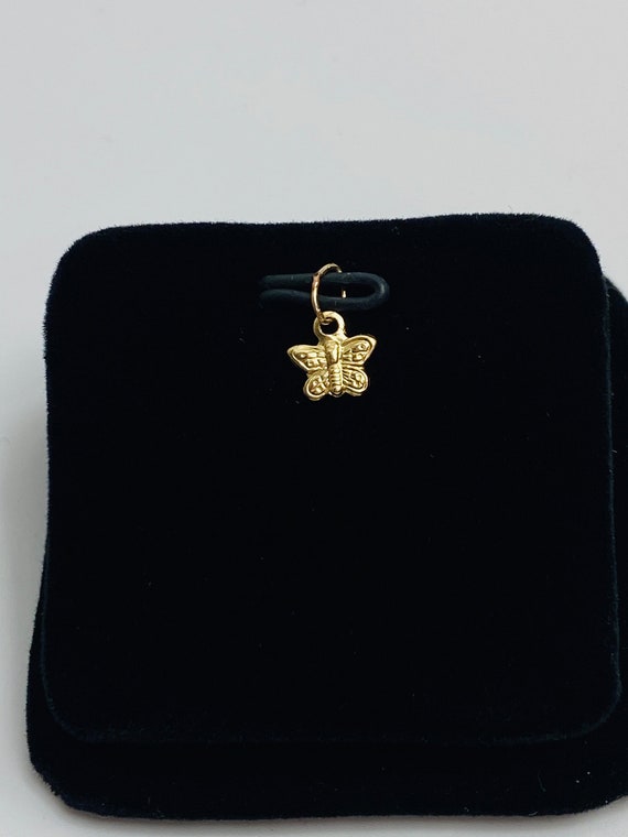 Cute Small Textured Butterfly Finding/Charm (14KGF) 0.6mm X 6mm sku #235-C